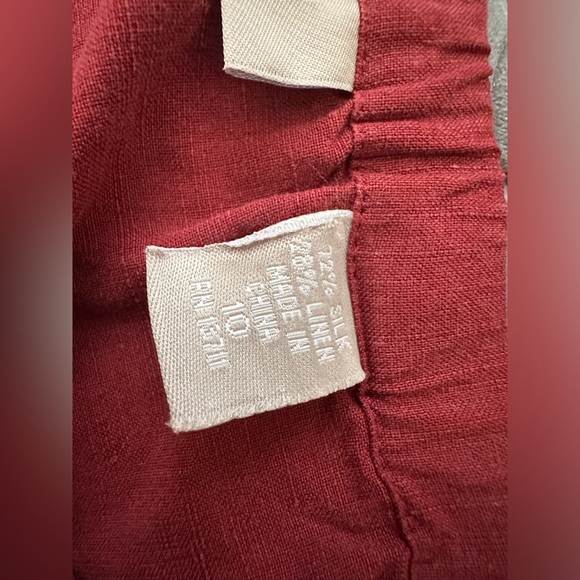 Silk linen blend Kate hill casual red women’s pants  drawstring size 10 - Picture 5 of 13